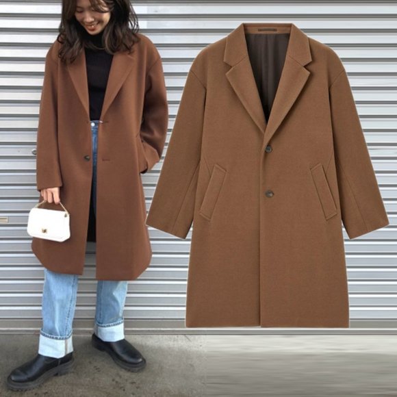 GU Other - (NWOT) GU Oversized Knit-Melton Chester Brown Over Coat (Unisex)